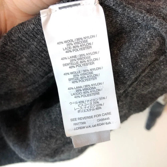 J.Crew | Gray Crewneck Edged Lace Sweater - Picture 5 of 7